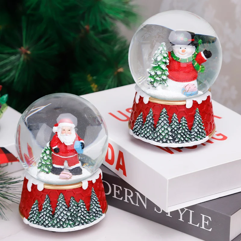 Udeco New Creative Custom Christmas Music Snow Globe Resin Santa Claus Snowman Christmas Crystal Ball For Gifts Home Decoration