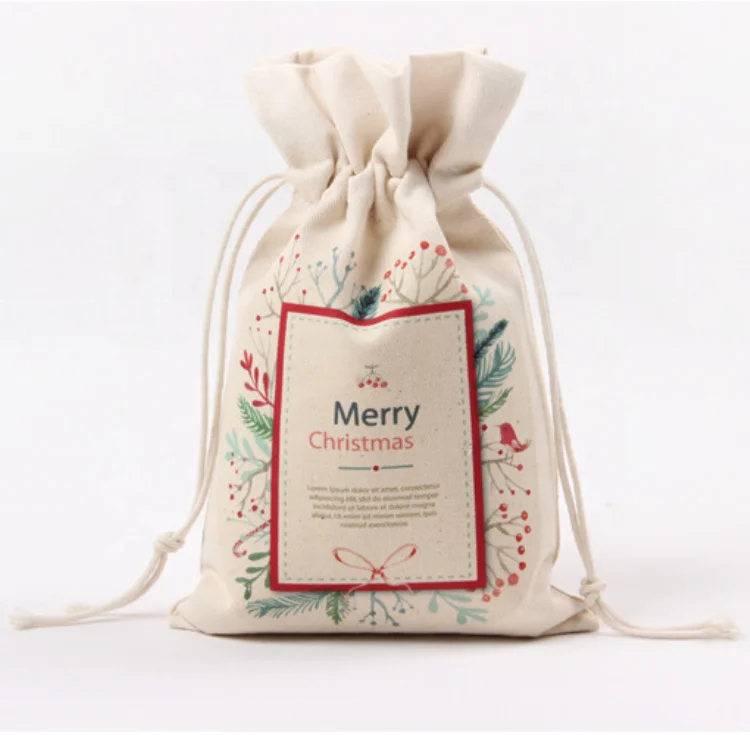 Рождественская сумка на шнурке, персонализированные подарочные пакеты, многоразовые подарочные пакеты в виде Санты