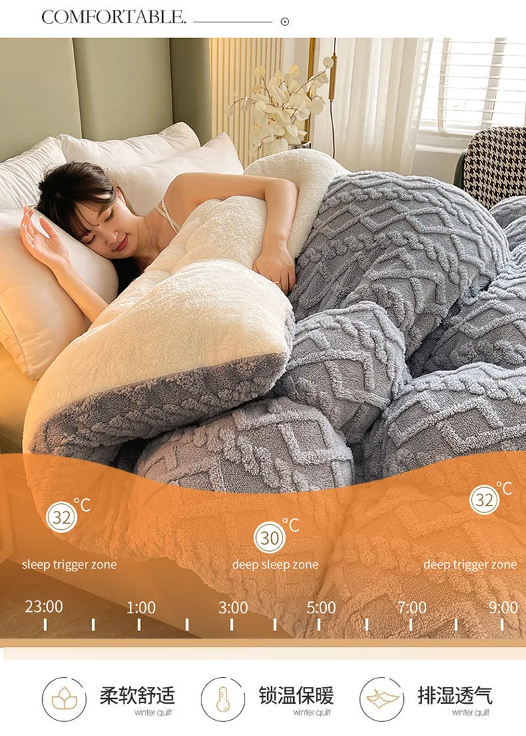 Winter quilt thickened milk blanket sheep lamb fleece double bed quilt warm factory directsales