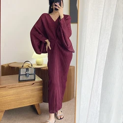 wholesale pleated summer dress 2022 summer maxi dress ladies miyake pleated women muslim dress