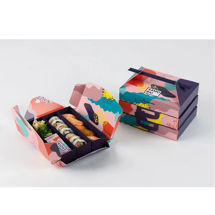 Custom To Go Take out Away Takeaway Japanese Sushi Packaging Food Grade Disposable Recycled Brown Kraft Paper Box For Restaurant