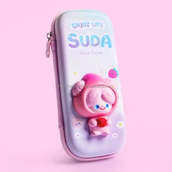 Maihe Maimai Girl Kids Waterproof EVA School Cute Pencil Case  With Zipper And Squishy Toy
