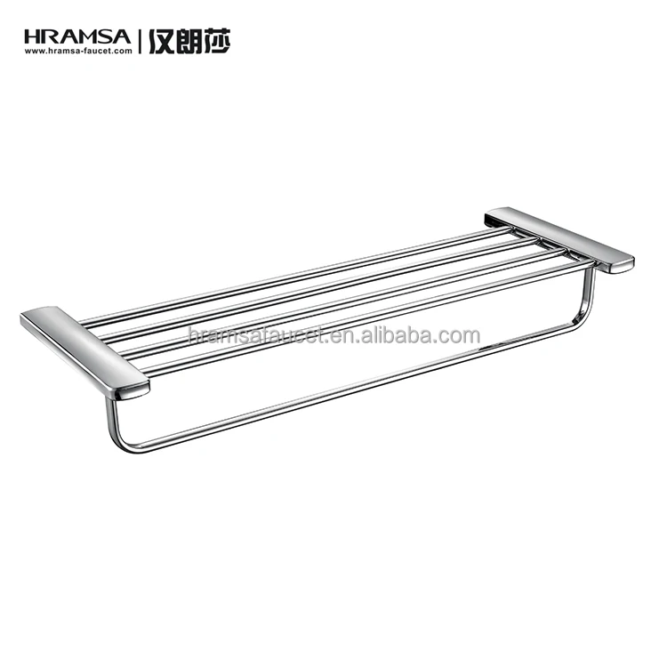 
Wholesale Modern Bathroom Towel Rack Wall mounted Towel Shelf Brass Double Tiers Towel Holder Commercial bathroom set 
