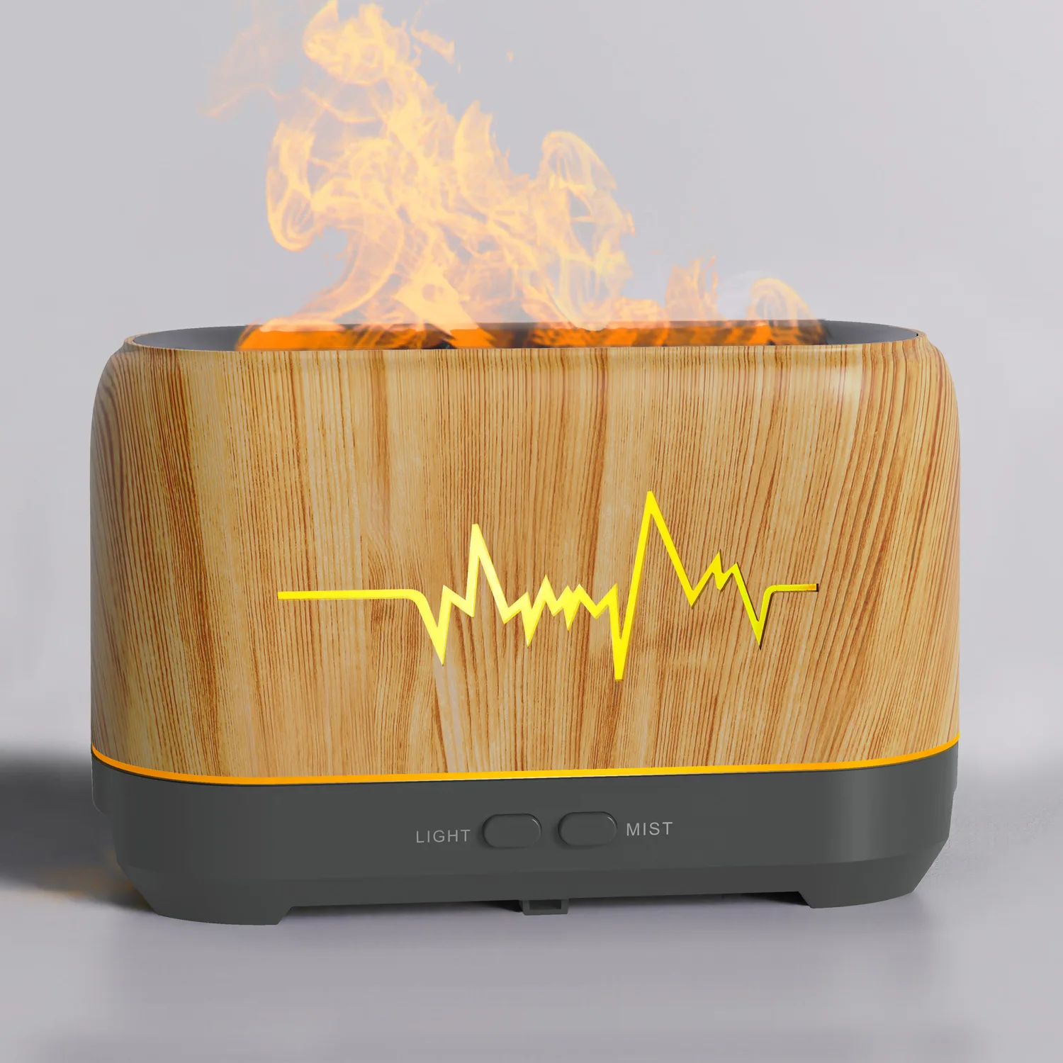 2022 new products 200ml wood grain aroma diffuser hollow flame humidifier household flame small aroma diffuser