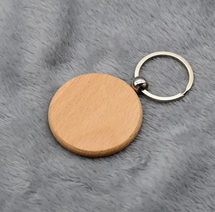 Round Wooden Key Tags with Ring Unfinished Wooden Blank Key Chain