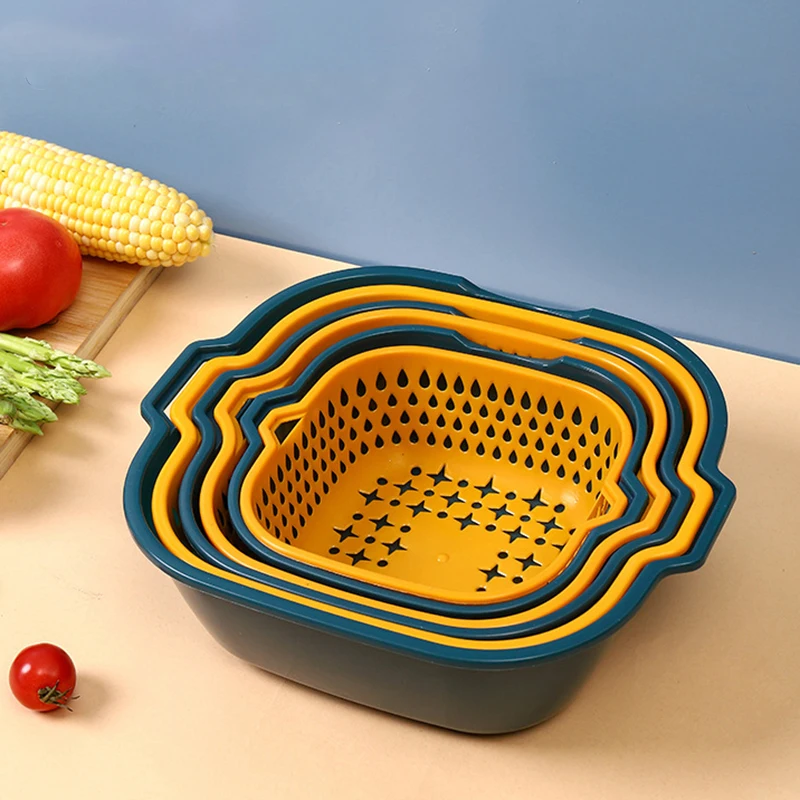 Fanxing-C 6pc Kitchen Multifunctional Drain Basket For Cleaning Draining and Storing Fruits and Vegetables Easy