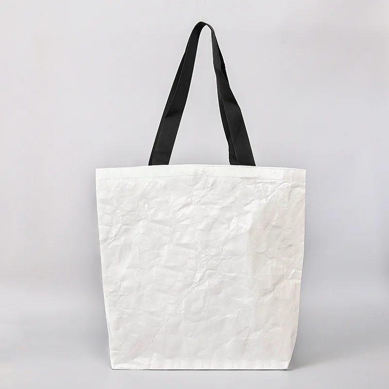 Custom Logo Eco Friendly Dupont Brown Paper Tote Durable Waterproof Reusable Washable Tyvek Kraft Paper Shopping Tote Bags