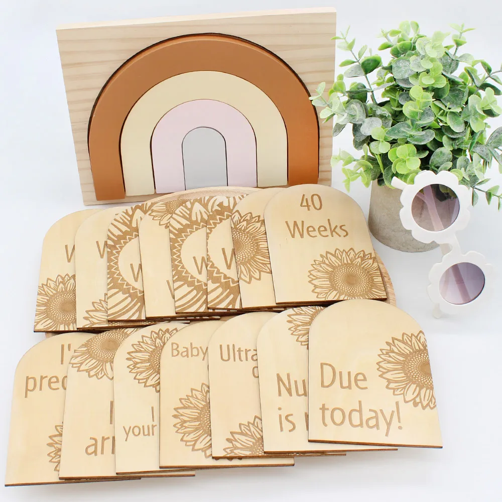 2022 Wooden Baby Milestone Cards Handmade Macrame Month Discs Baby Monthly Cards Wooden Cards Gift Sets