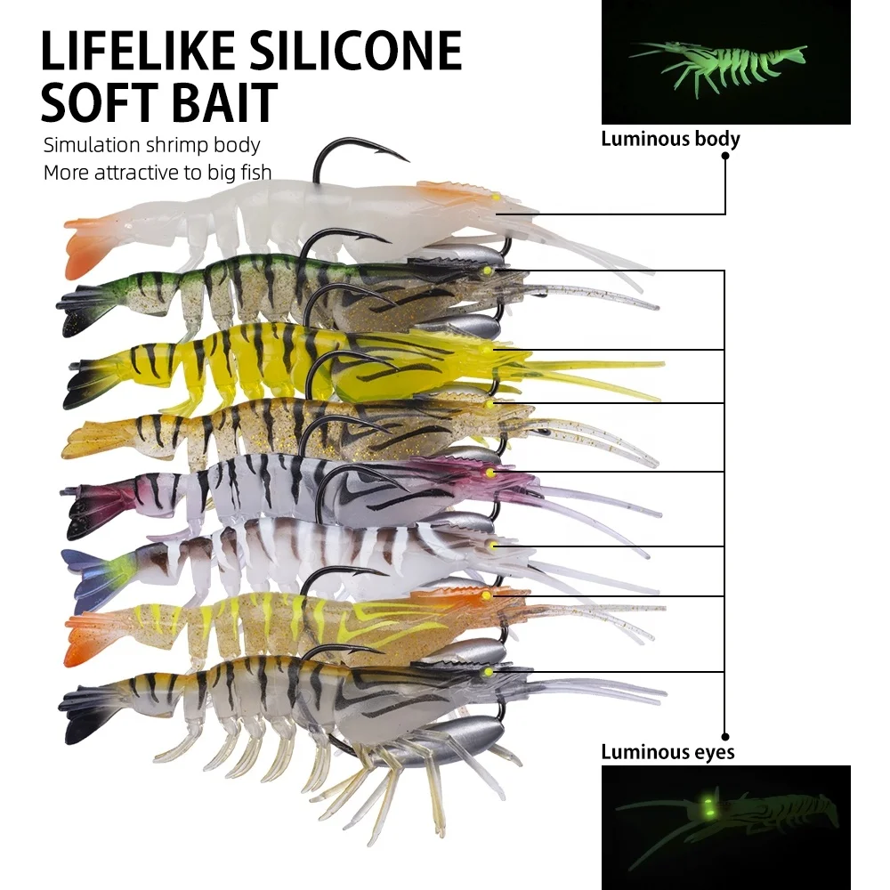 New Design UV 160mm 27.6g Swimbait With Jig Head Hook Fishing Soft Saltwater Flick Prawn Shrimp Lures