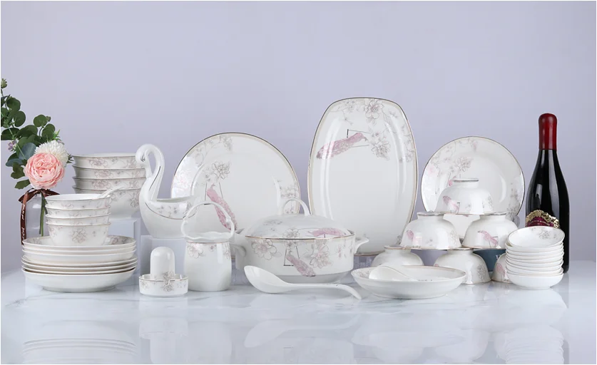 52pcs High Quality Ceramic Plates Set Porcelain Dinner Sets Tableware Ceramic Gift Set Dinner With Gift Box