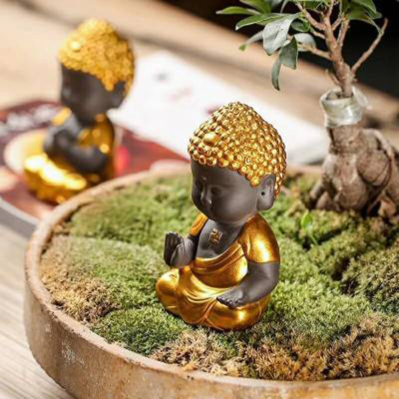 Zen ceramics фиолетовые глиняные золотые и маленькие чайные украшения Tathagata Креативные для дома