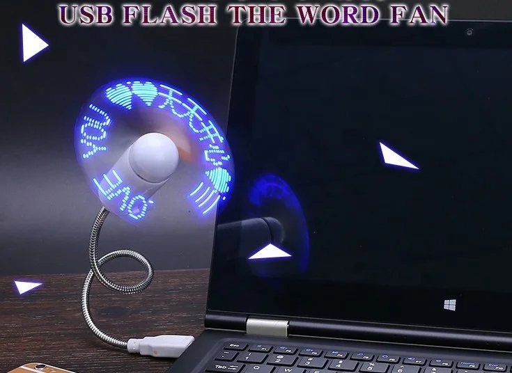 New Product Mini Portable Handy Led Custom Message Battery Fan for Vocal Concert