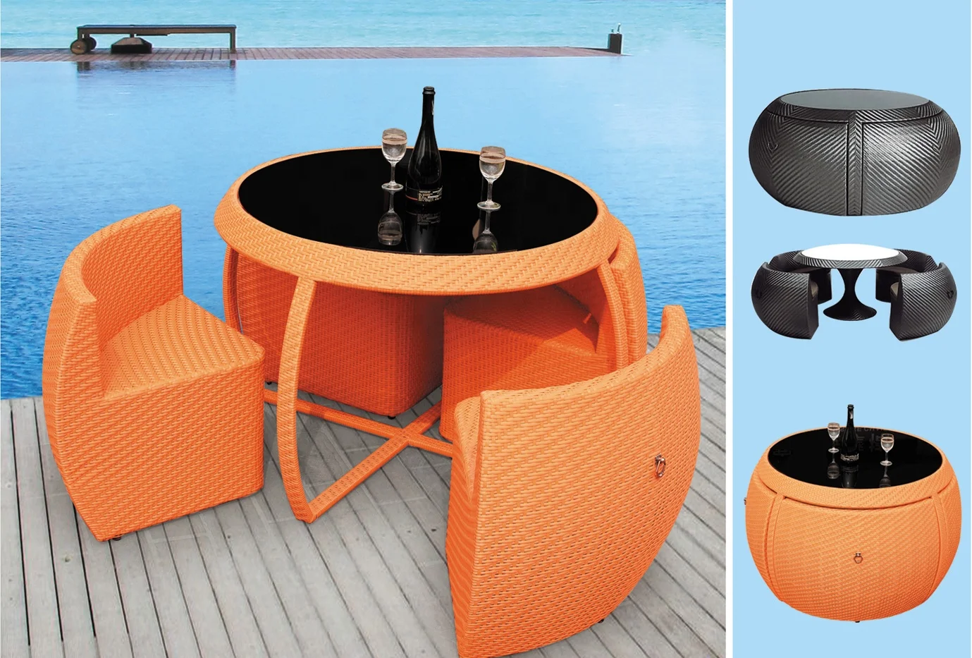 Factory price Outdoor circular round patio furniture set garden dining set rattan garden set