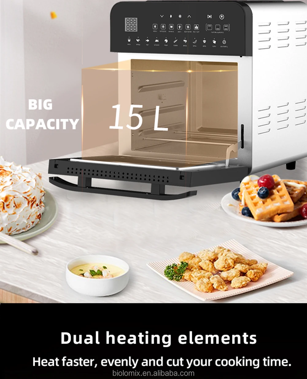 Мощный новейший цифровой тостер для жарки двойной серебристый 15 литров большая конвекционная печь без масла гриль фритюрница духовка распродажа