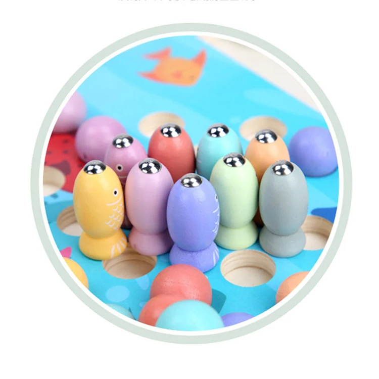 Обучающая деревянная игрушка Монтессори, магнитная рыболовная игра, деревянные игрушки для детей