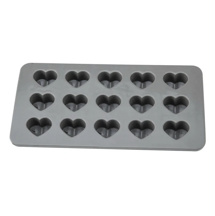 15 Cativies Matt Finished Heart Shape Silicone Candy Chocochips Chocolate Wafer Mould Ice Cube Tray