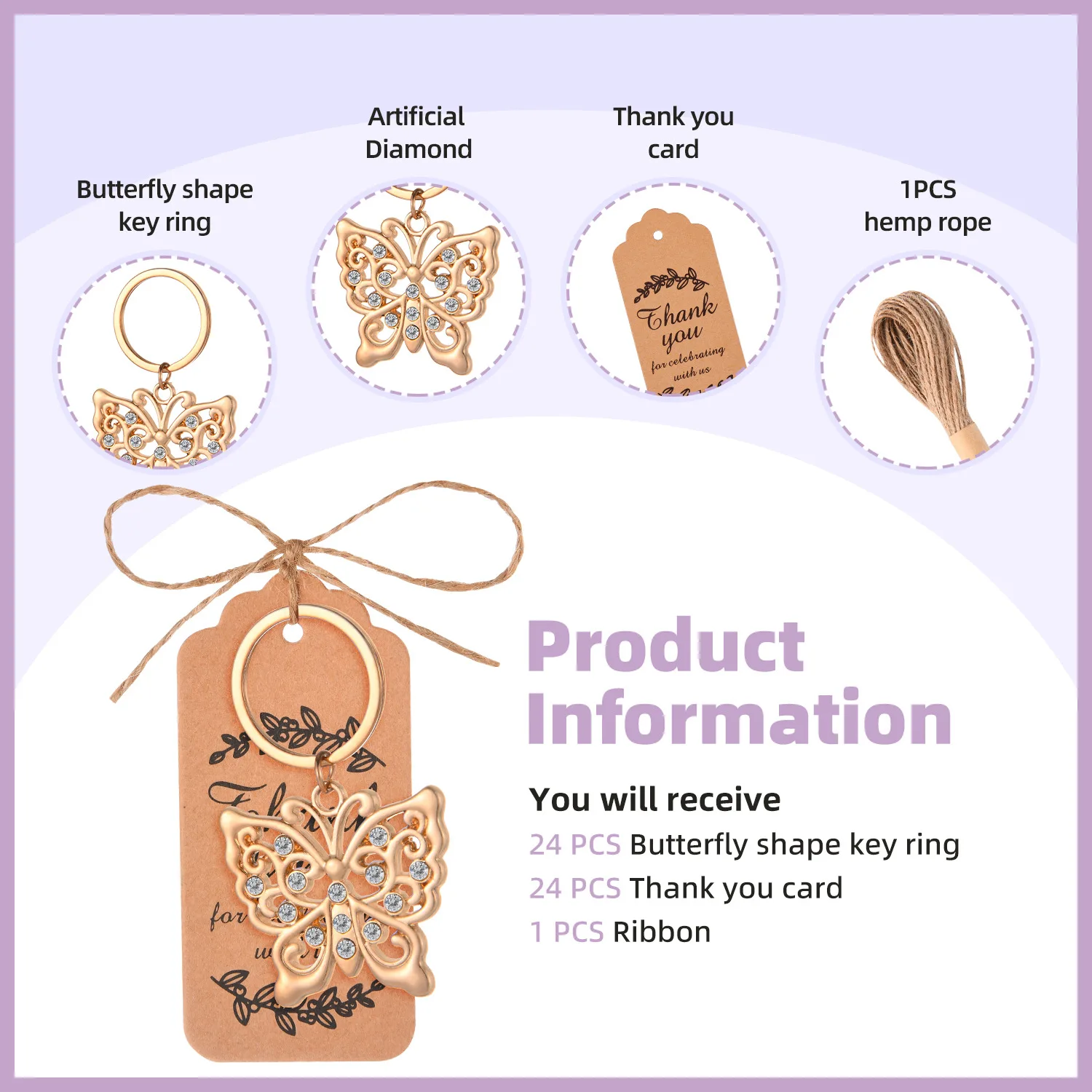 Wedding Butterfly Keychain Welcome baby shower gift for guest or souvenir Birthday party gift