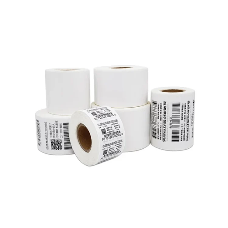 Factory discount price bar code paper roll self-adhesive blue background white background self-adhesive label