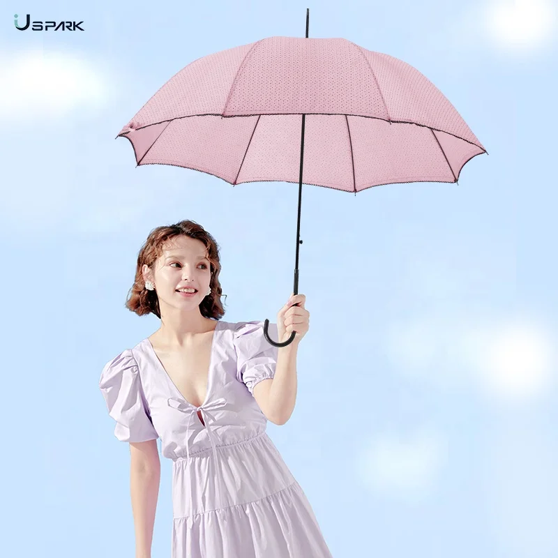 23inch Polka Lace Superfine Fashion Straight Umbrella For Women