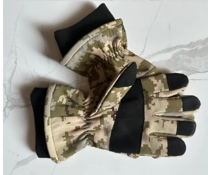 DFG929  Softshell winter warm Ukraine digital camouflage MM14 tactical gloves