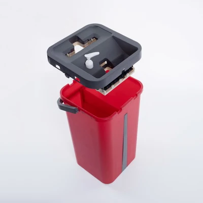 Flat Squeeze Mop and Bucket Hand Free Wringing  Pads Wet or Dry Usage on Hardwood Laminate Tile Floor Cleaning Microfiber Mop