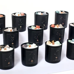 Zodiac candle Scented Soy Candle Luxury Custom 12 Constellations Gift Sets Handmade Customized Logo crystal candle