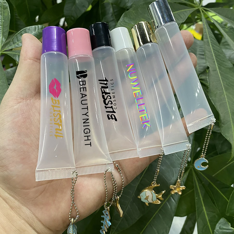 
5ml 8ml 10ml 15ml 20ml Easy Carrying Lip Gloss Tube with Key Chain Lipgloss squeeze Tube Packaging liquid lipstick Tube 