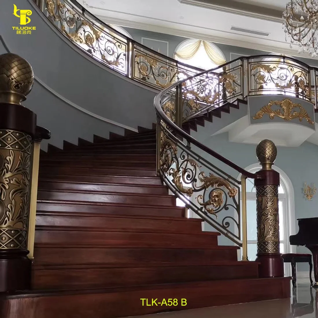 new design high end terrace handrail antique brass stairs railing