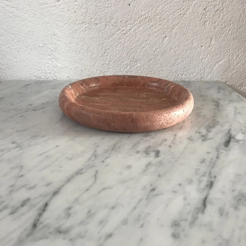 Wholesales Red travertine tray and natural stone round tray