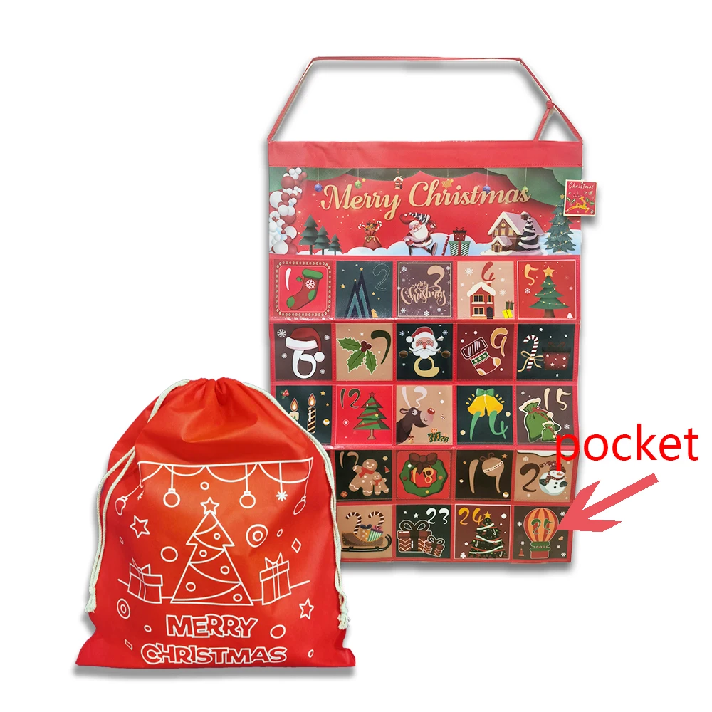 Christmas Decoration Pull Flag XMAS Candy Gift Packing Pocket Decoration Banner Non Woven Festival Party Letter Bunting
