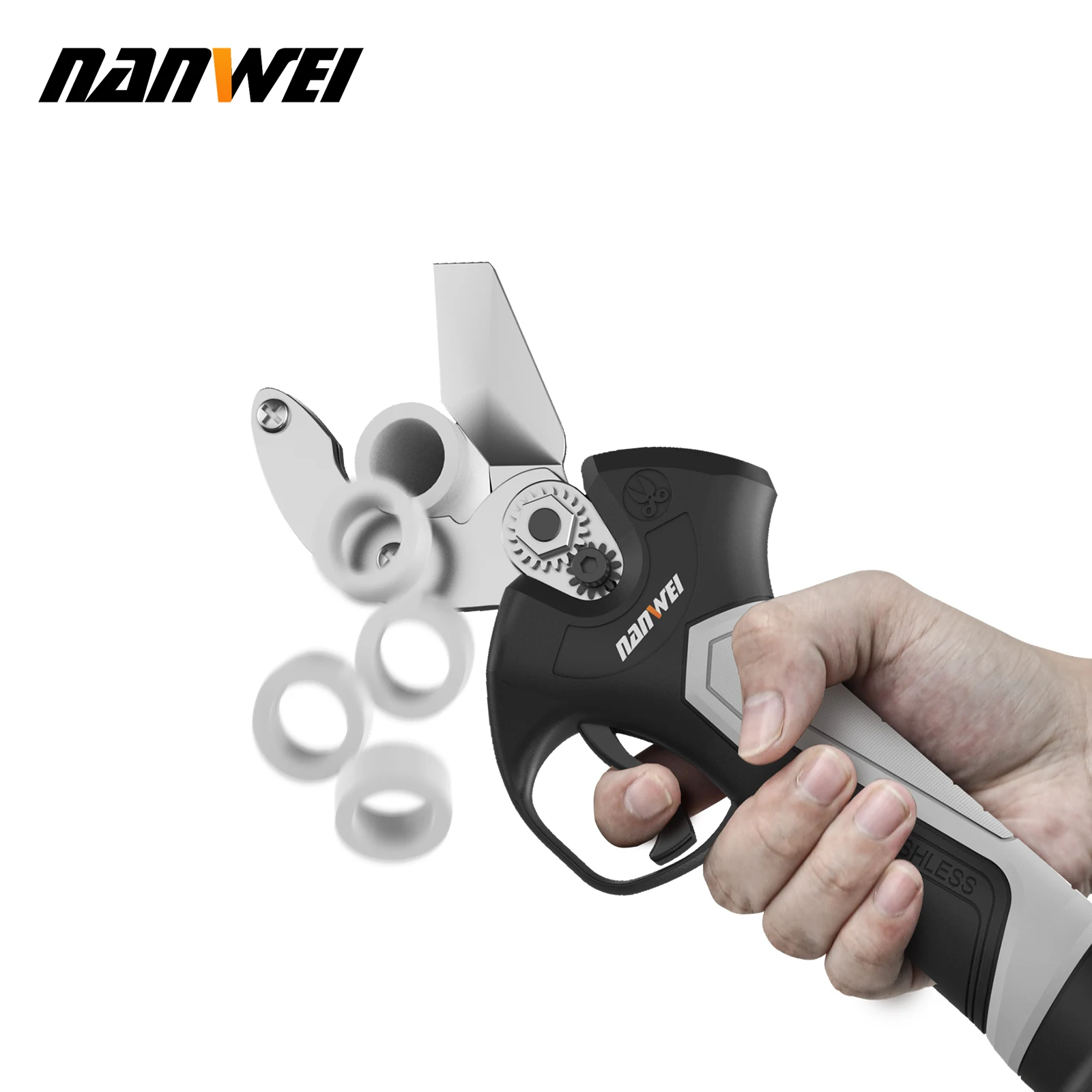 NANWEI Cordless Brushless Scissors 32mm water pipe Cutting hose cutter water line pipe shear power tools handheld plastic tube