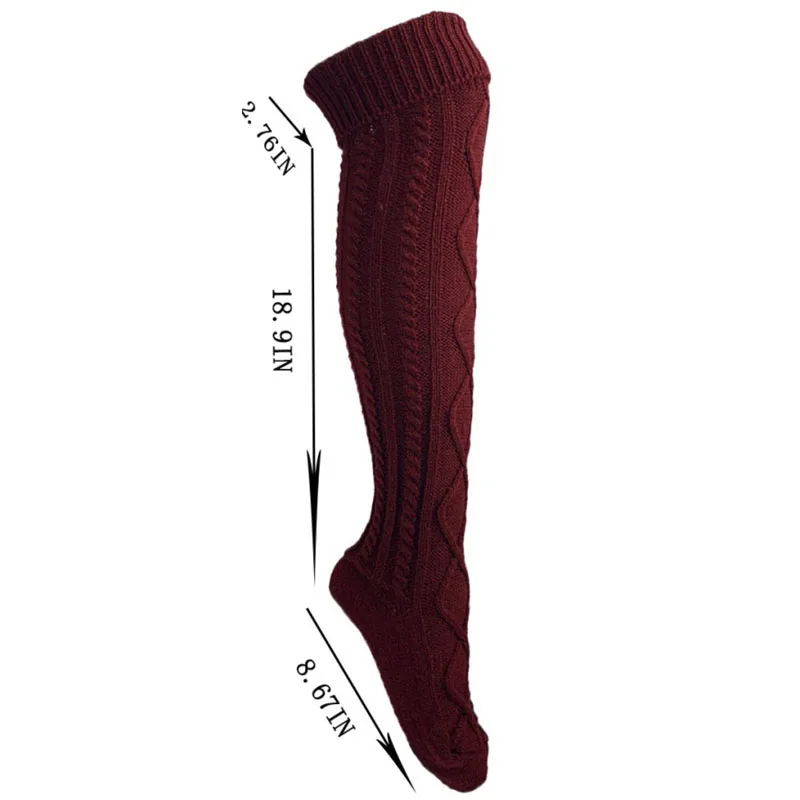 Wholesale Classic Winter Wool Cashmere Thick Warm Cozy Knitted Ladies Boot Stockings Over Knee Thigh High Womens Socks Women