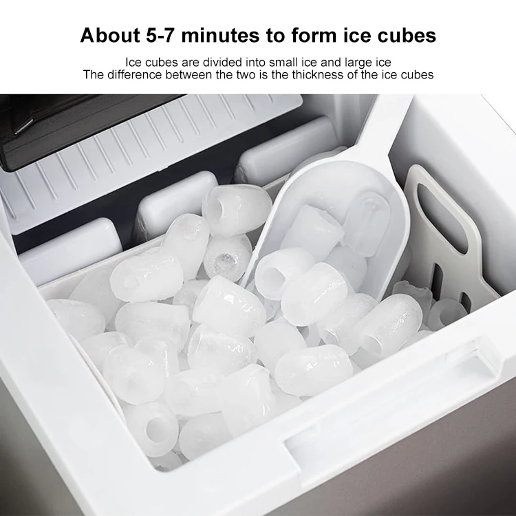 Portable 1.6L   Mini Portable Horizontal Ice Maker Quick  Freezing Fast Cooling 12V 24V 220V Compressor Plastic Aluminium