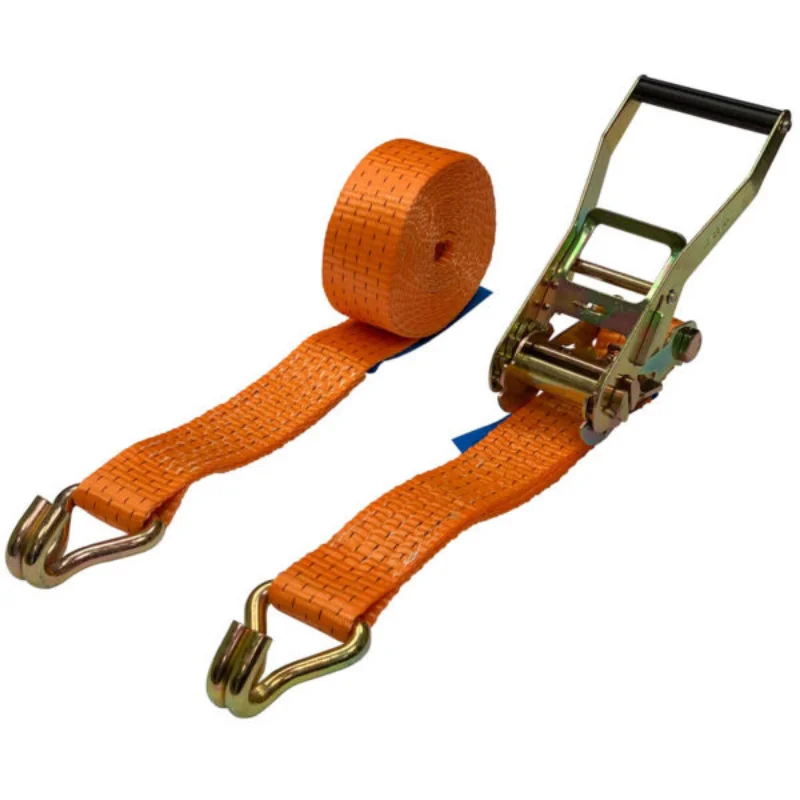 Heavy Duty EN12195-2 GS 2inch  5000KGS   15m Ratchet Tie Down Straps Cargo Lashing Belt With Double J Hook