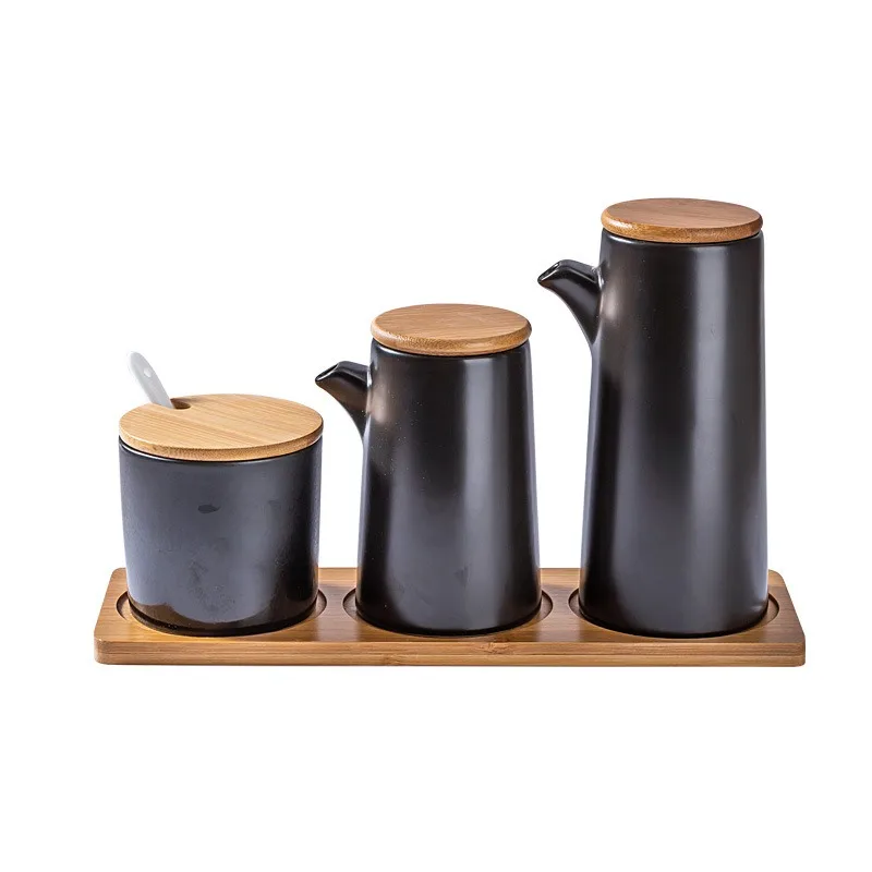 MSH Laser Engraved Logo Nordic Minimalist Style Porcelain Oil Pot With Lid