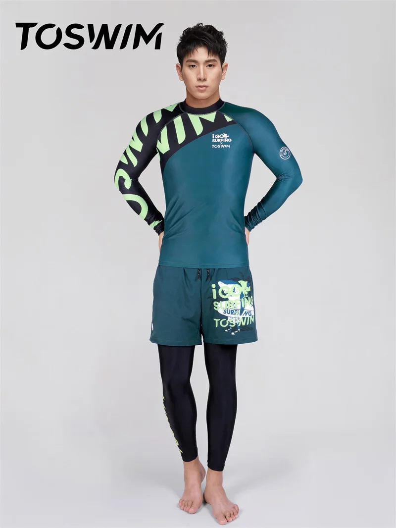 Toswim Designer Famous Brands Nylon Spandex Mens Two Piece Long Sleeve Swimsuit Beachwear For Men