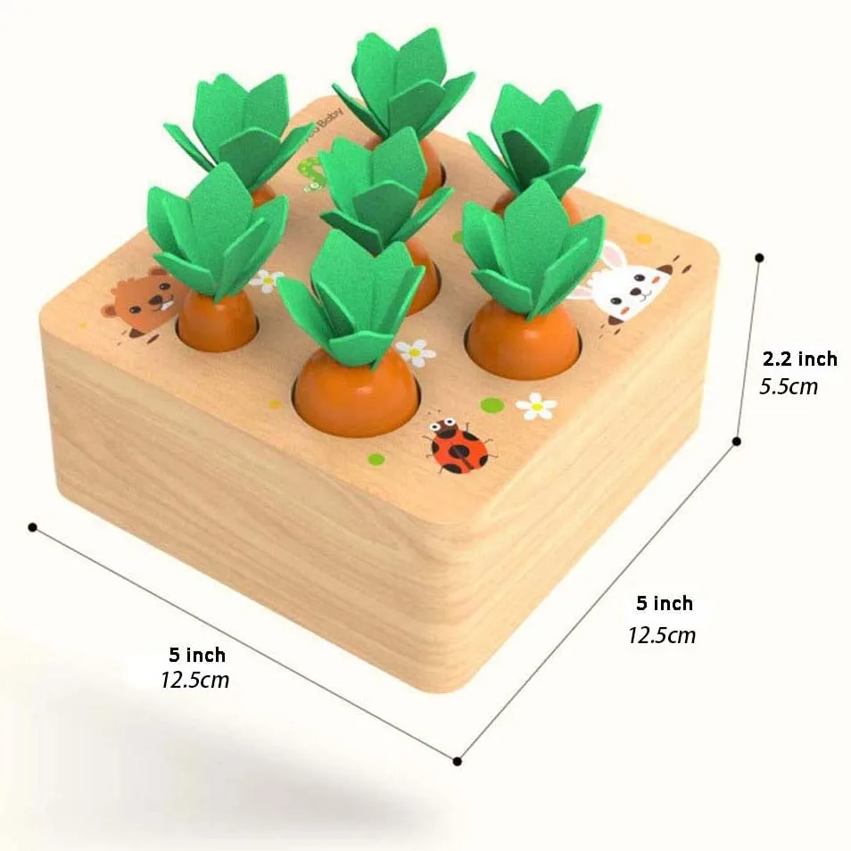 wood toys for kids montessori Toys Educational Carrot Harvest Toy for Toddlers, Shape Sorting Matching Puzzle, Developmental Lea