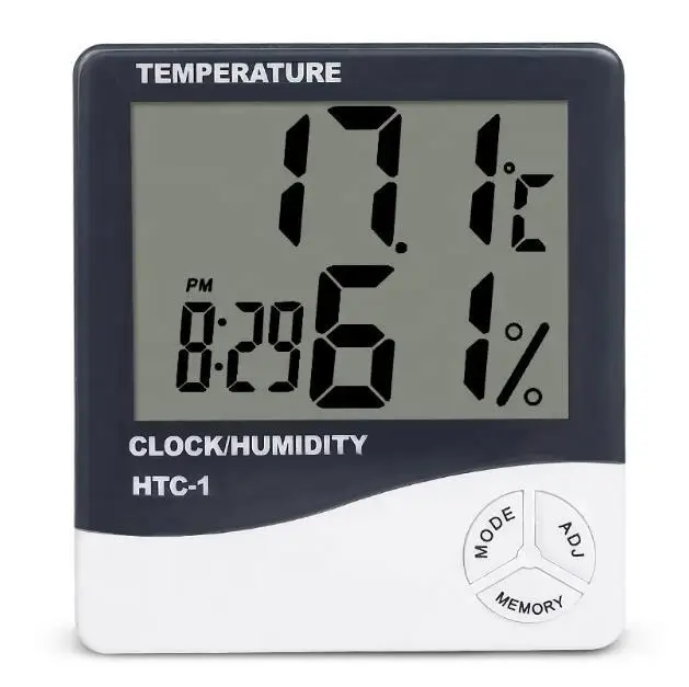 HTC-1 HTC-2 Indoor Room LCD Electronic Temperature Humidity Meter Digital Thermometer Hygrometer Weather Station Alarm Clock