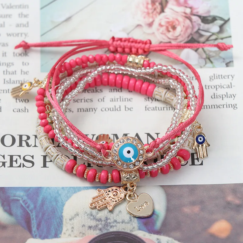 High Quality Boho Heart Love Bead Bracelet Jewelry Adjustable Women Bohemian Bracelet