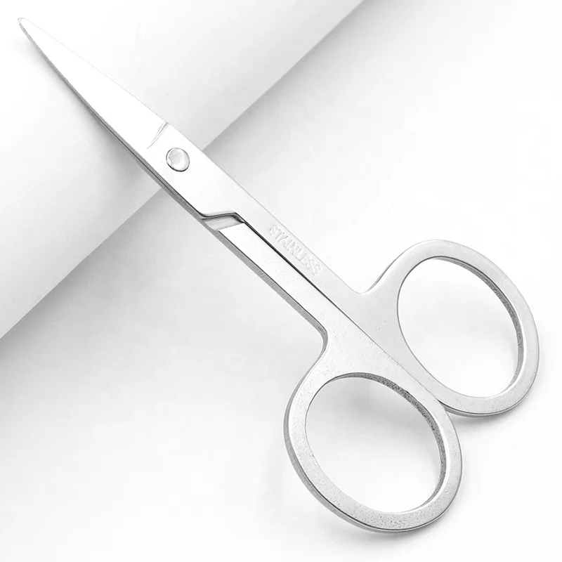 Private Label Beauty Tool Manicure Scissor Medical Stainless Steel Eye Brow Lash Silver Eyelash Eyebrow Scissor TH6262