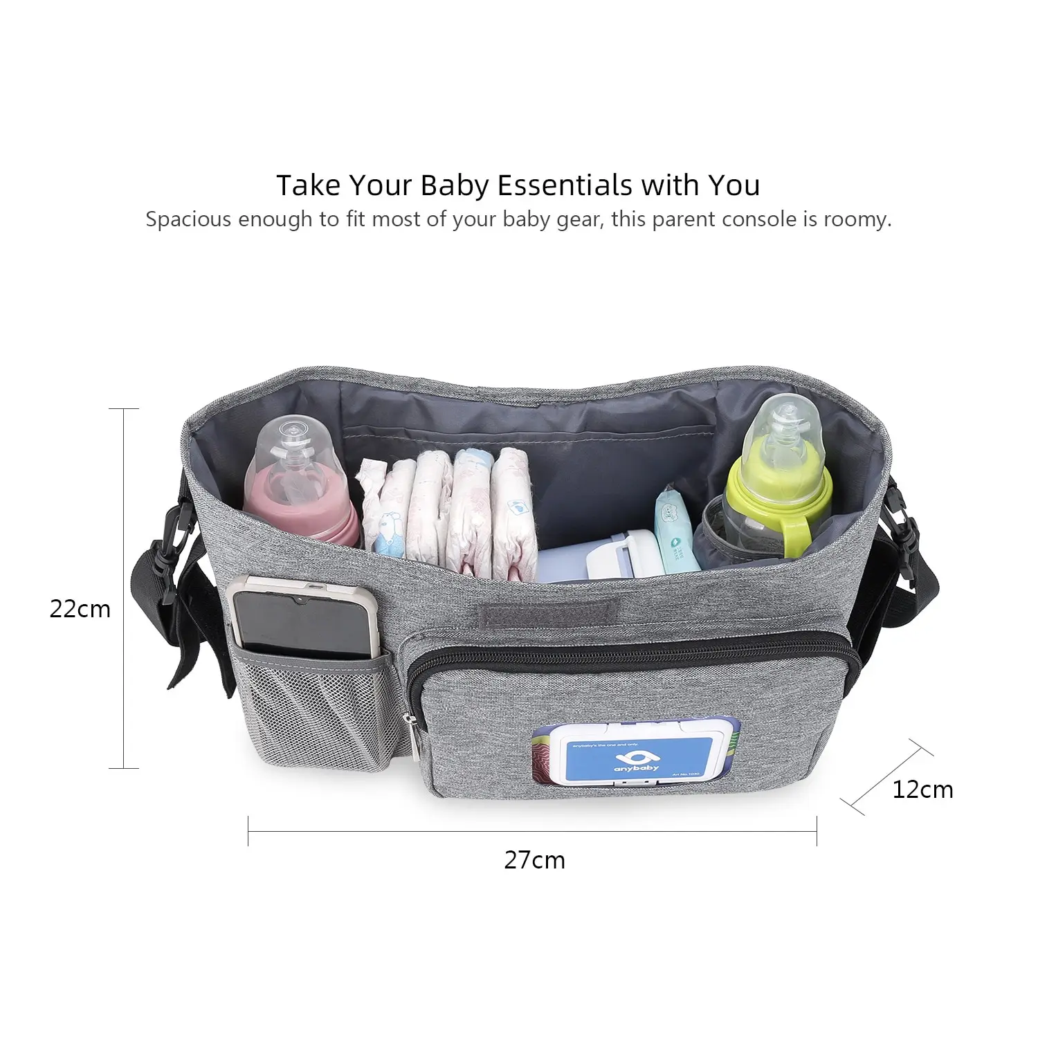 Diaper Caddy Mom Baby Organizer Universal Stroller Bag With Insulated Cup Holders