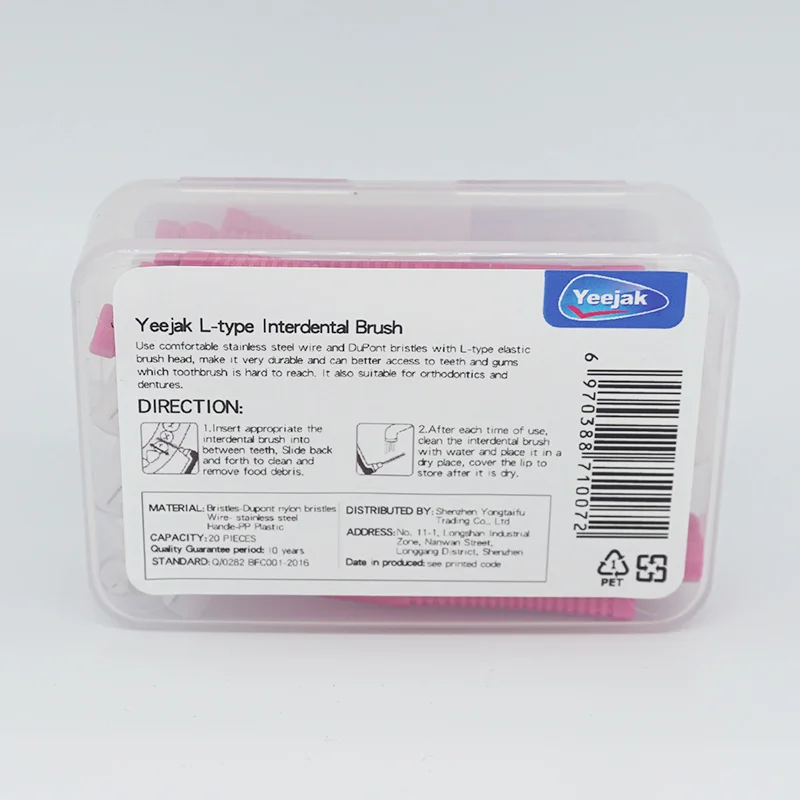 Factory Price Ortho Oral Cleaning Toothpick Care Oem  LShape Toothbrushes Angle Interdental Brush For Braces 160pcs 0.6mm