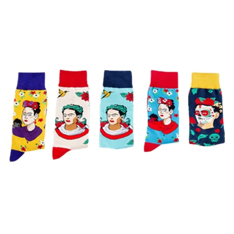 wholesale Indian women cartoon pattern socks cotton men crew happy socks