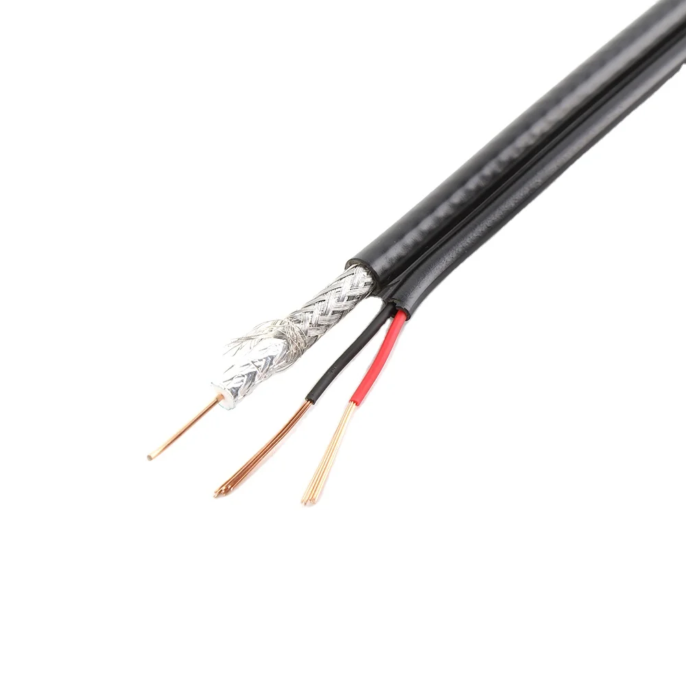 Power Cable Assembly Rg59/RG6 Coaxial Cable Shieldfor CATV / CCTV Computer Network rg59 coaxial cable with power