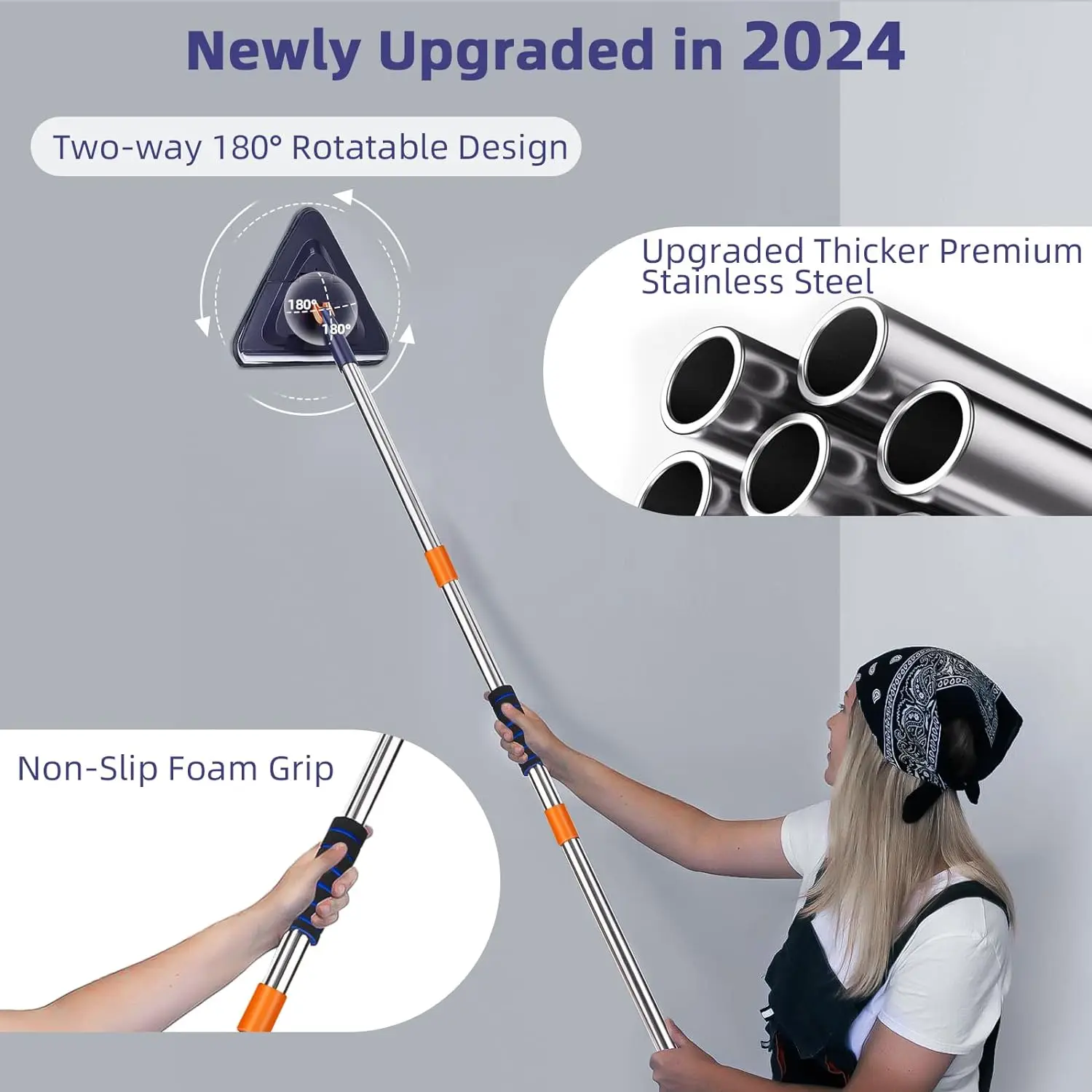 CARCATICZ Wall Mop Cleaner with Long Handle Cleaning Tool for Cleaning Walls Baseboard Ceiling Window Floor