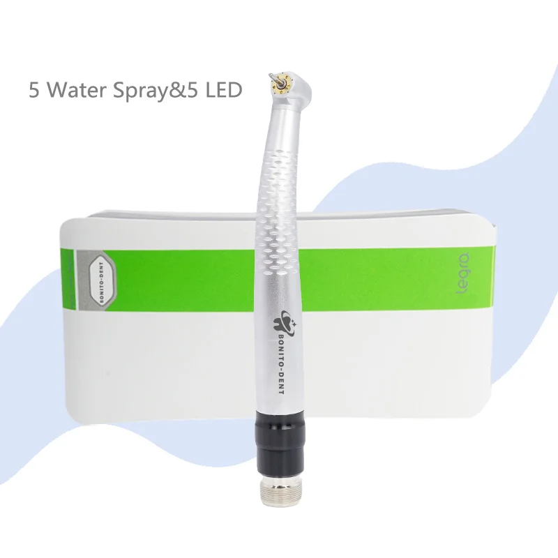 factory Dental highspeed handpiece 5 LED 5 sprar water led push button turbina highspeed