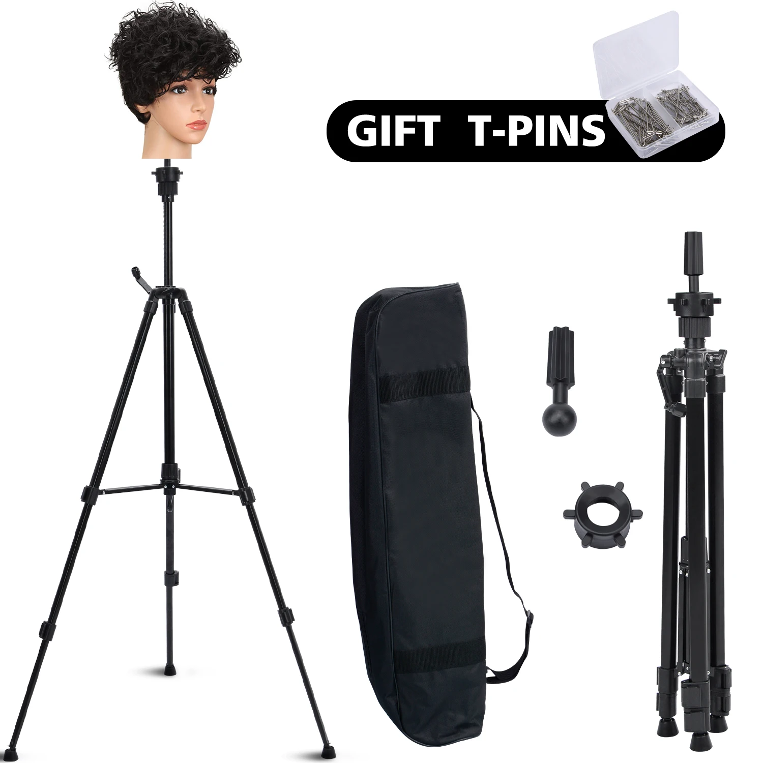 Adjustable height 360 rotation durable and strong wig stand for hairdressing students