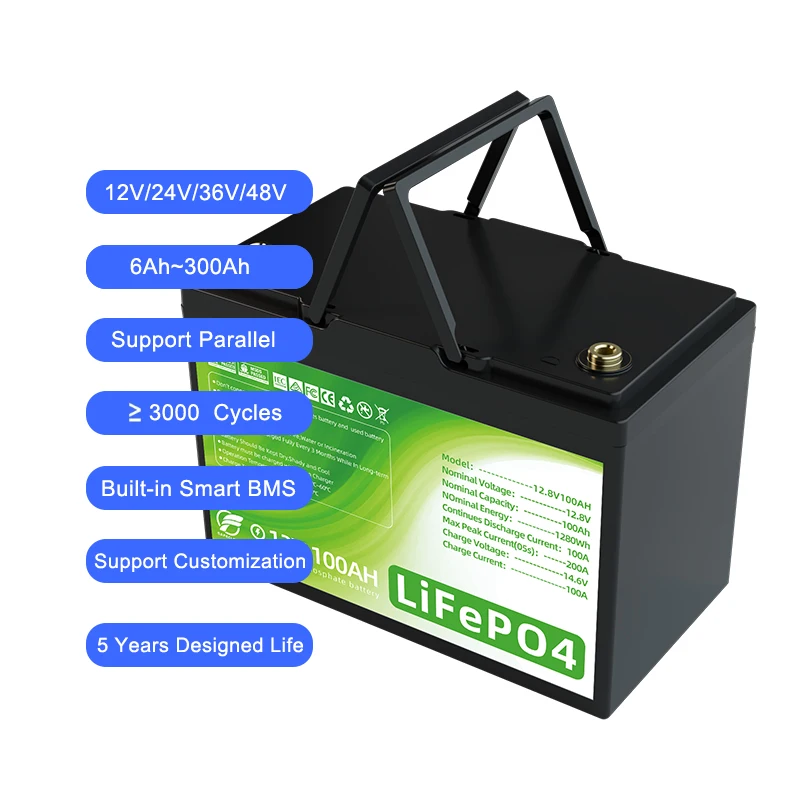 12 В 24 В 100/200ah солнечная батарея LiFePO4 EnergyStorage Bluetooth литиевые батареи литий-железо-фосфатная батарея