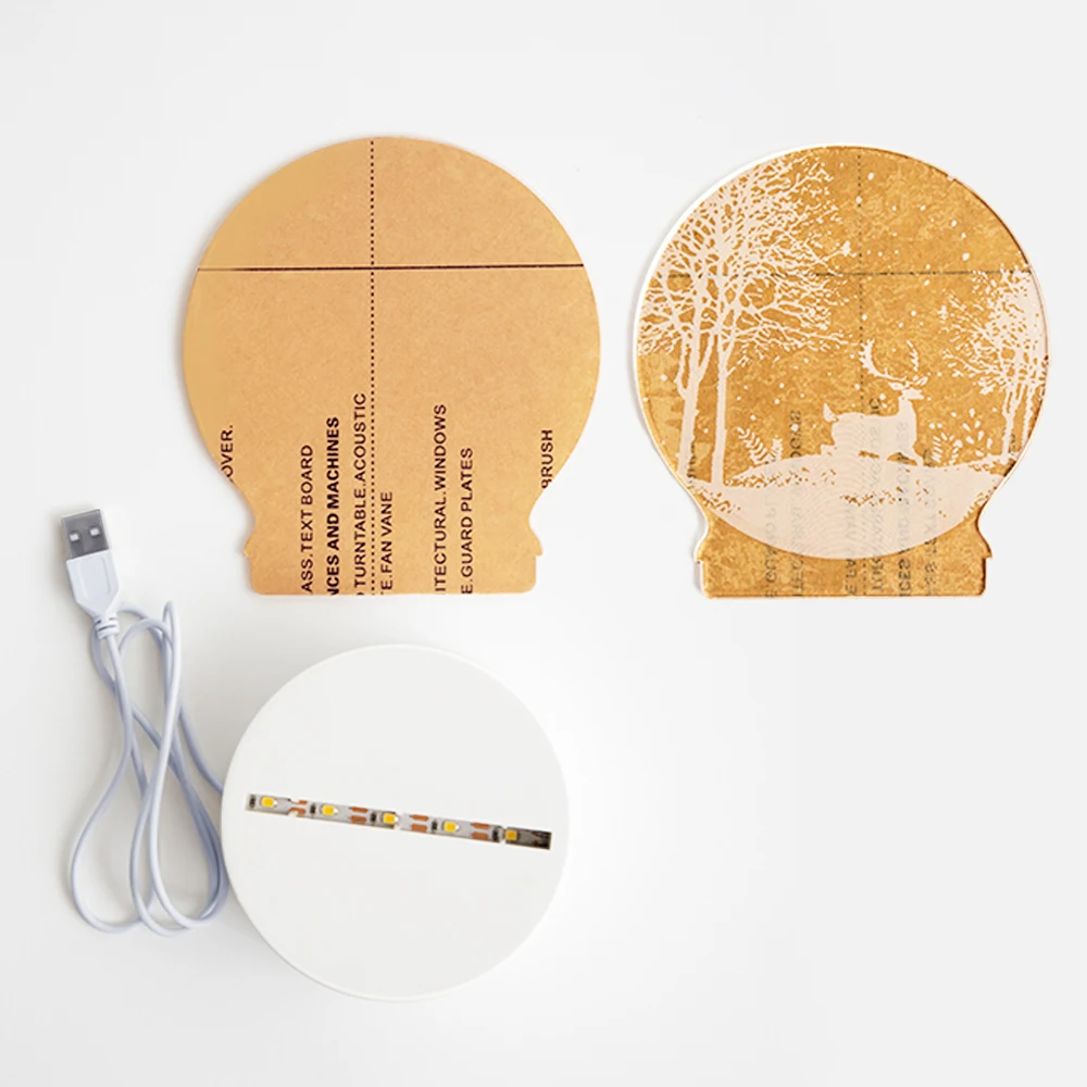 USB Connection 3D Illusion Night Light Birthday Gift Table Lamps Xmas Decoration Acrylic Flat Led Lights