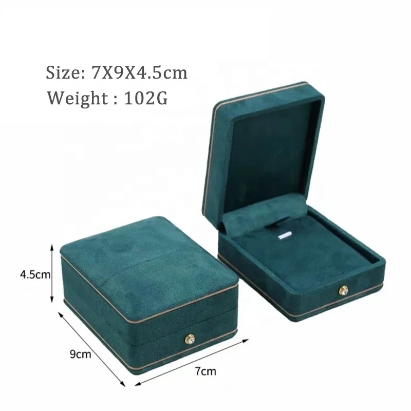 Blue Green Gold Buckle Square Velvet Love Ring Box Retro Wedding Ring Box Proposal Jewelry Packaging Gift Box
